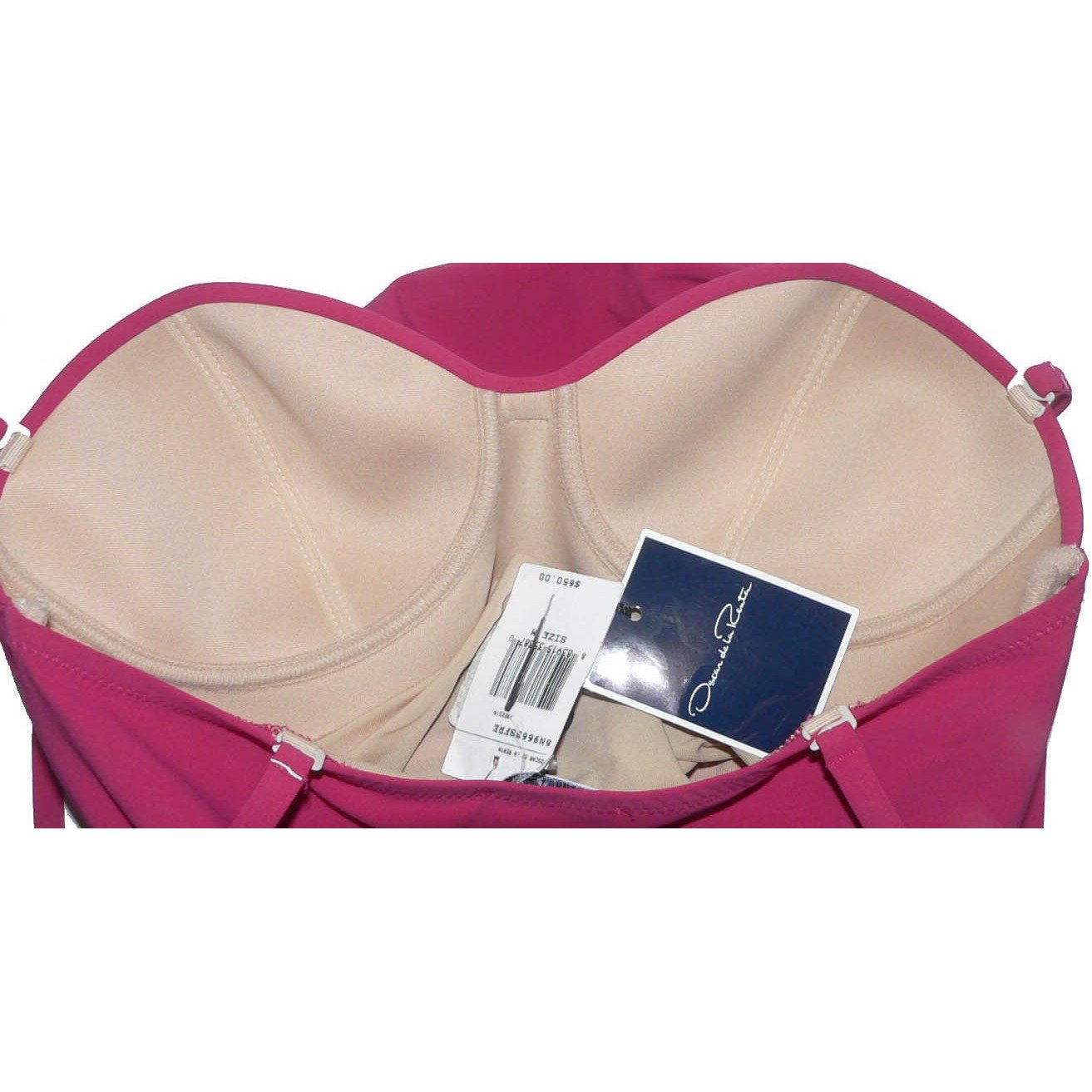 OSCAR De La RENTA swimsuit M $650 formed cups ruched 1 piece-Swimwear-Oscar de la Renta-Medium-Freesia-Jenifers Designer Closet