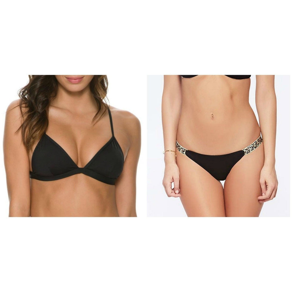 L SPACE M swimsuit bikini 2PC you animal you nomad itsy bitsy black halter-Swimwear-L SPACE-Medium-Black-Jenifers Designer Closet