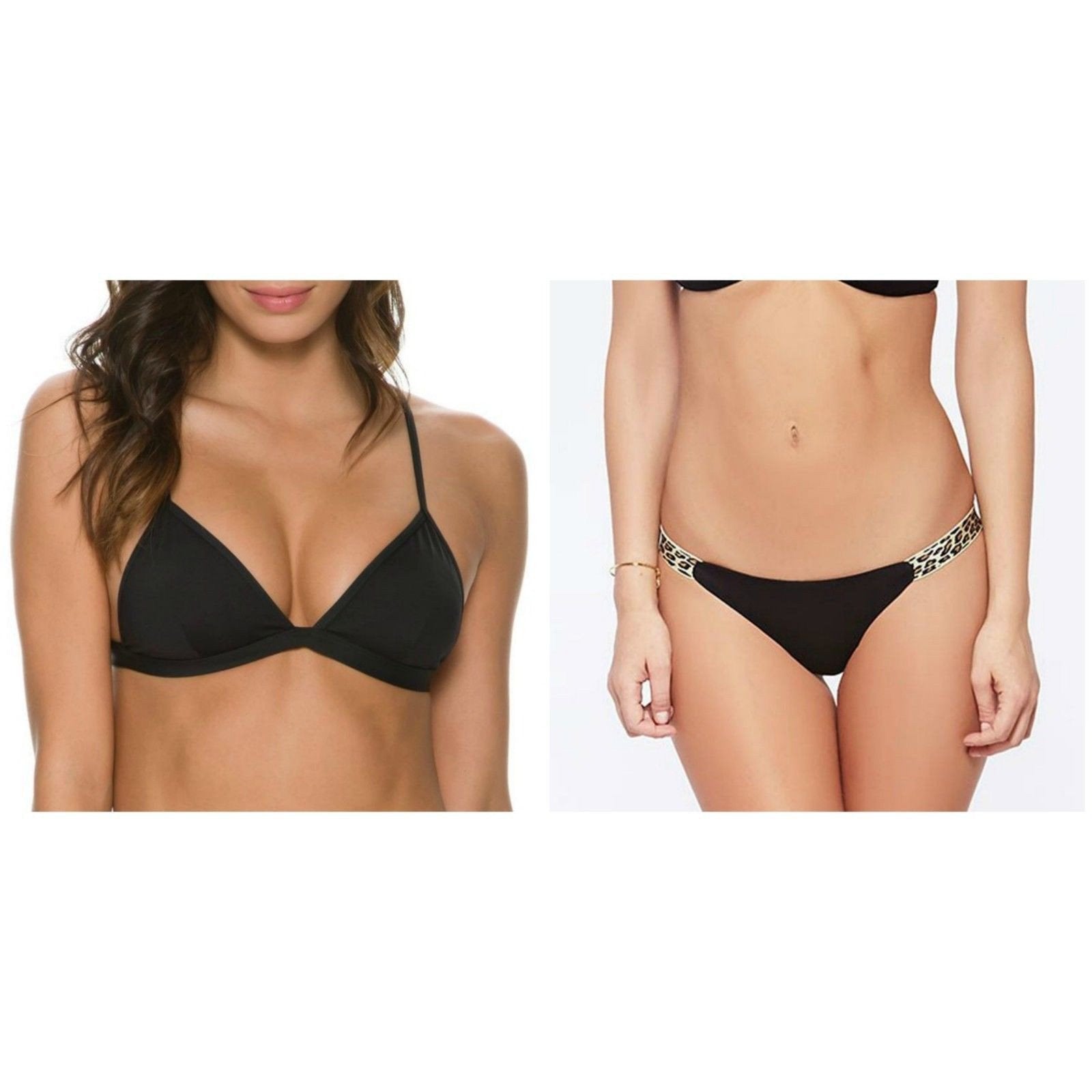 L SPACE M swimsuit bikini 2PC you animal you nomad itsy bitsy black halter-Swimwear-L SPACE-Medium-Black-Jenifers Designer Closet