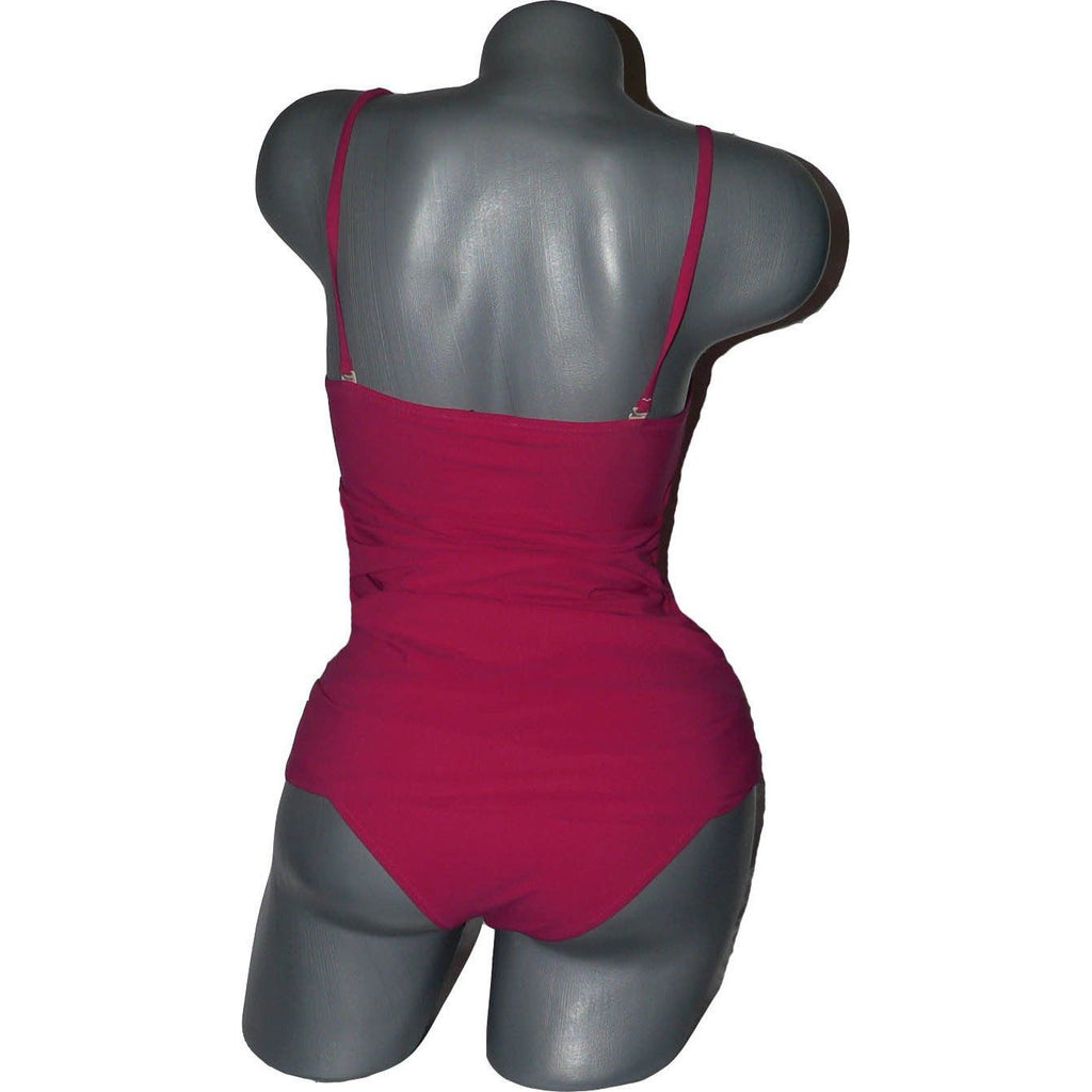 OSCAR De La RENTA swimsuit M $650 formed cups ruched 1 piece-Swimwear-Oscar de la Renta-Medium-Freesia-Jenifers Designer Closet