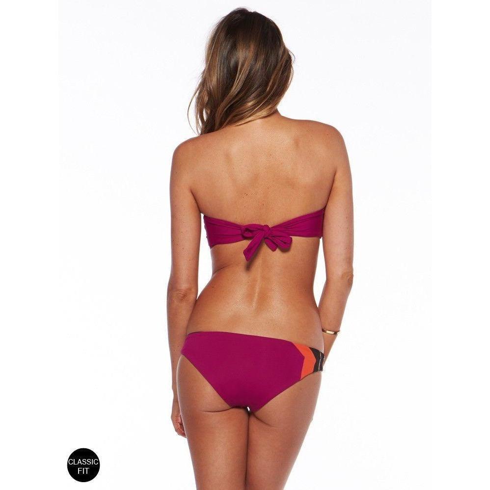 L SPACE XS swimsuit bikini 2PC color block berry strapless bandeau sexy-Swimwear-L SPACE-XS-Berry-Jenifers Designer Closet