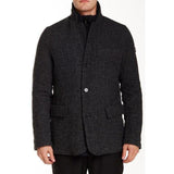 TUMI M Reversible Black nylon to Gray wool coat jacket men's EG5 overcoat-Coats & Jackets-Tumi-Medium-Black/Gray reversible-Jenifers Designer Closet