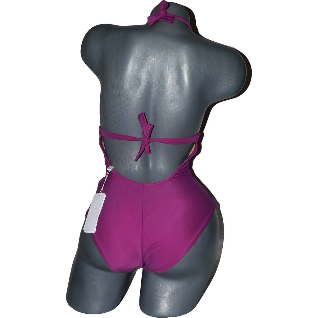 ROSA CHA S plunging V swimsuit silver chain straps 1 PC-Swimwear-Rosa Cha-Small-Fuschia-Jenifers Designer Closet