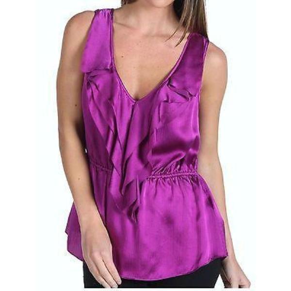 REBECCA TAYLOR silk ruffled top 4 designer sleeveless shirt $250-Tops & Blouses-Rebecca Taylor-4-Orchid-Jenifers Designer Closet