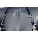 BADGLEY MISCHKA 4 S ruched slimming swimsuit crystals $290 metallic-Swimwear-BADGLEY MISCHKA-4-Blue/white/gold-Jenifers Designer Closet