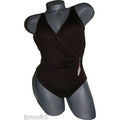 GOTTEX 6 Small swimsuit brown gold metallic shells 1 piece wrap-Swimwear-Gottex-6-Brown-Jenifers Designer Closet