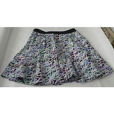 ANNA MOLINARI silk career skirt 40 luxe runway designer mini flouncy-Skirts-Anna Molinari-40-multi-Jenifers Designer Closet