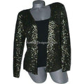 CARMEN MARC VALVO sequin sweater twin-set evening holiday cocktail party-Sweaters-Carmen Marc Valvo-Medium/Large-Black-Jenifers Designer Closet