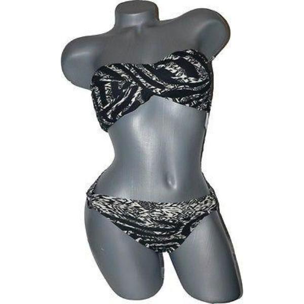 CARMEN MARC VALVO M 2PC twist bandeau swimsuit bikini-Swimwear-Carmen Marc Valvo-Medium-Black-Jenifers Designer Closet