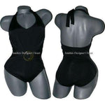 LA BLANCA 8 halter swimsuit black 1PC gold buckle-Swimwear-La Blanca-8-Black-Jenifers Designer Closet