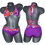 TRINA TURK 2 XS halter bikini swimsuit purple orange-Swimwear-Trina Turk-2/XS-Multi-Jenifers Designer Closet