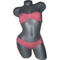 KUSHCUSH S strapless bandeau bikini swimsuit sassy herringbone coral-Swimwear-Kushcush-Small-Coral-Jenifers Designer Closet