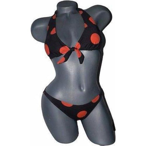 GUILLERMINA BAEZA polka dot bikini swimsuit S Luxe brown-Swimwear-GUILLERMINA BAEZA-Small-Brown/Orange-Jenifers Designer Closet