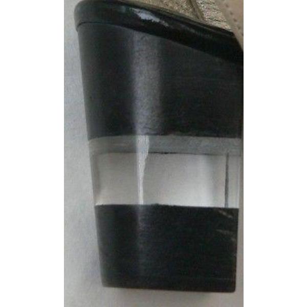 ELISA FERARE heels 7 sandals shoes black patent tan leather clear heel $650-Heels-Elisa Ferare-7-Black/tan-Jenifers Designer Closet