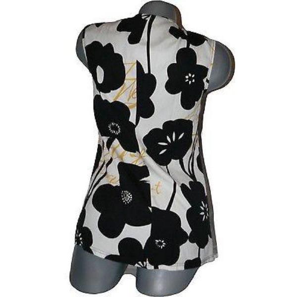 PRAIRIE York S silk top tunic jewelled tank embellished-Tops & Blouses-Prairie New York-Small-black/cream-Jenifers Designer Closet