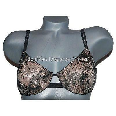 MALIZIA by LA PERLA lace bra underwire black flesh sheer Italy designer 32C-Bras & Bra Sets-Malizia by La Perla-32C-Black/flesh-Jenifers Designer Closet