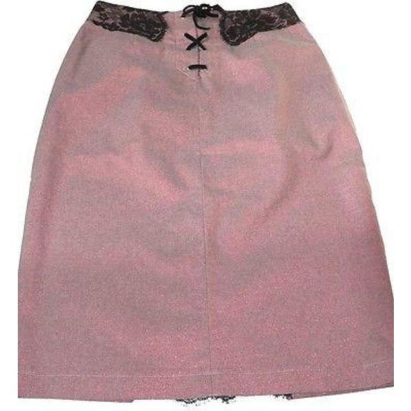 JUST CAVALLI corset skirt red glitter black lace 40 S pencil-Skirts-JUST CAVALLI-40-Red/Black-Jenifers Designer Closet