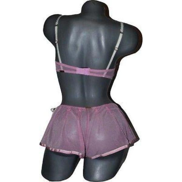 NICOLE MILLER Bra & boy Panty 2 PC set leopard pink lace-Bras & Bra Sets-Nicole Miller-Jenifers Designer Closet
