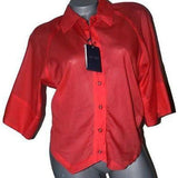 ARMANI JEANS 10 orange blouse top shirt light gauzy semi sheer-Shirts, Tops-ARMANI Jeans-10-Orange-Jenifers Designer Closet