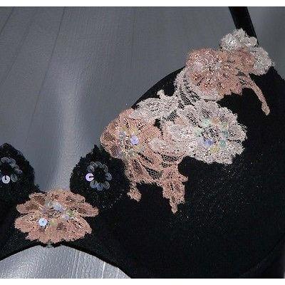 ONGOSSAMER Bump it Up push-up bra lace sequins 34C black-Bras & Bra Sets-Ongossamer-34C-Black-Jenifers Designer Closet