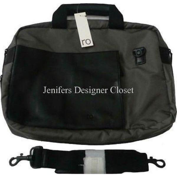 RO BAGS laptop computer travel case organizer designer leather nylon NY-Luggage-RO-OS-Black/Gray-Jenifers Designer Closet