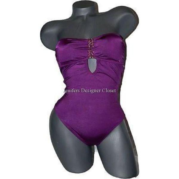 TRINA TURK strapless XS bandeau swimsuit designer purple-Swimwear-Trina Turk-XS-Purple-Jenifers Designer Closet