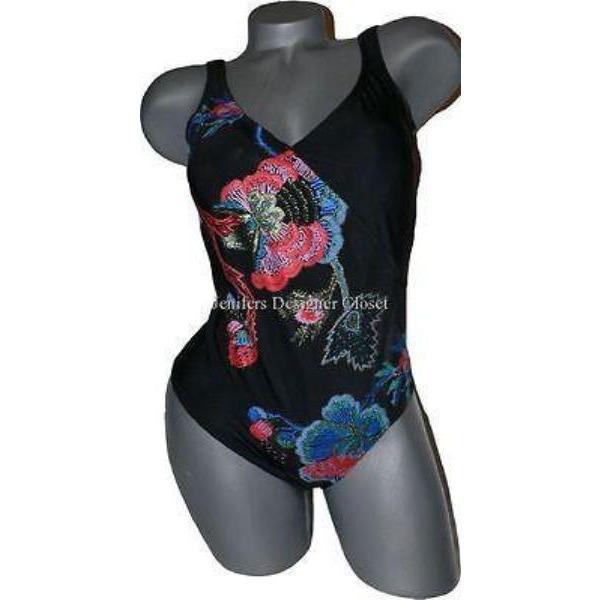 LEA GOTTLIEB tummy control slimming swimsuit 6 wrap gottex-Swimwear-Lea Gottlieb-6-Black/multi-Jenifers Designer Closet