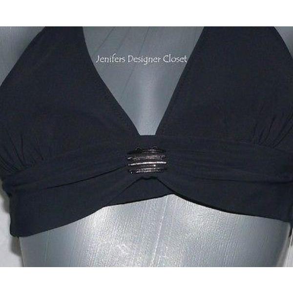 GIDEON OBERSON designer bikini 8 swimsuit black halter 2 pc-Swimwear-Gideon Oberson-8-Black-Jenifers Designer Closet