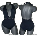 ANIKA Brazil deep V plunging backless swimsuit XS sexy 1 pc-Swimwear-Anika Brazil-XS-graphite-Jenifers Designer Closet