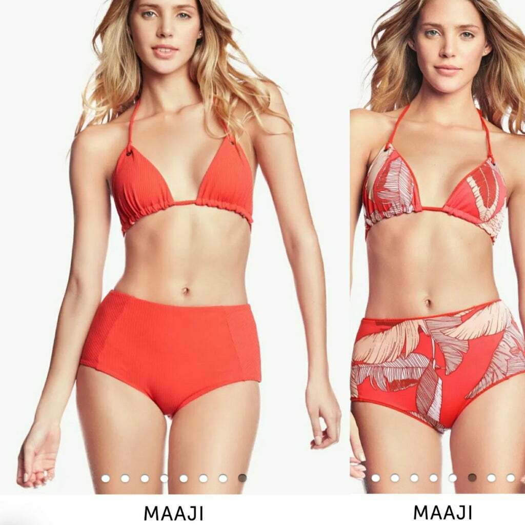 MAAJI high waist S M tropical cayenne reversible 2-piece bikini swimsuit