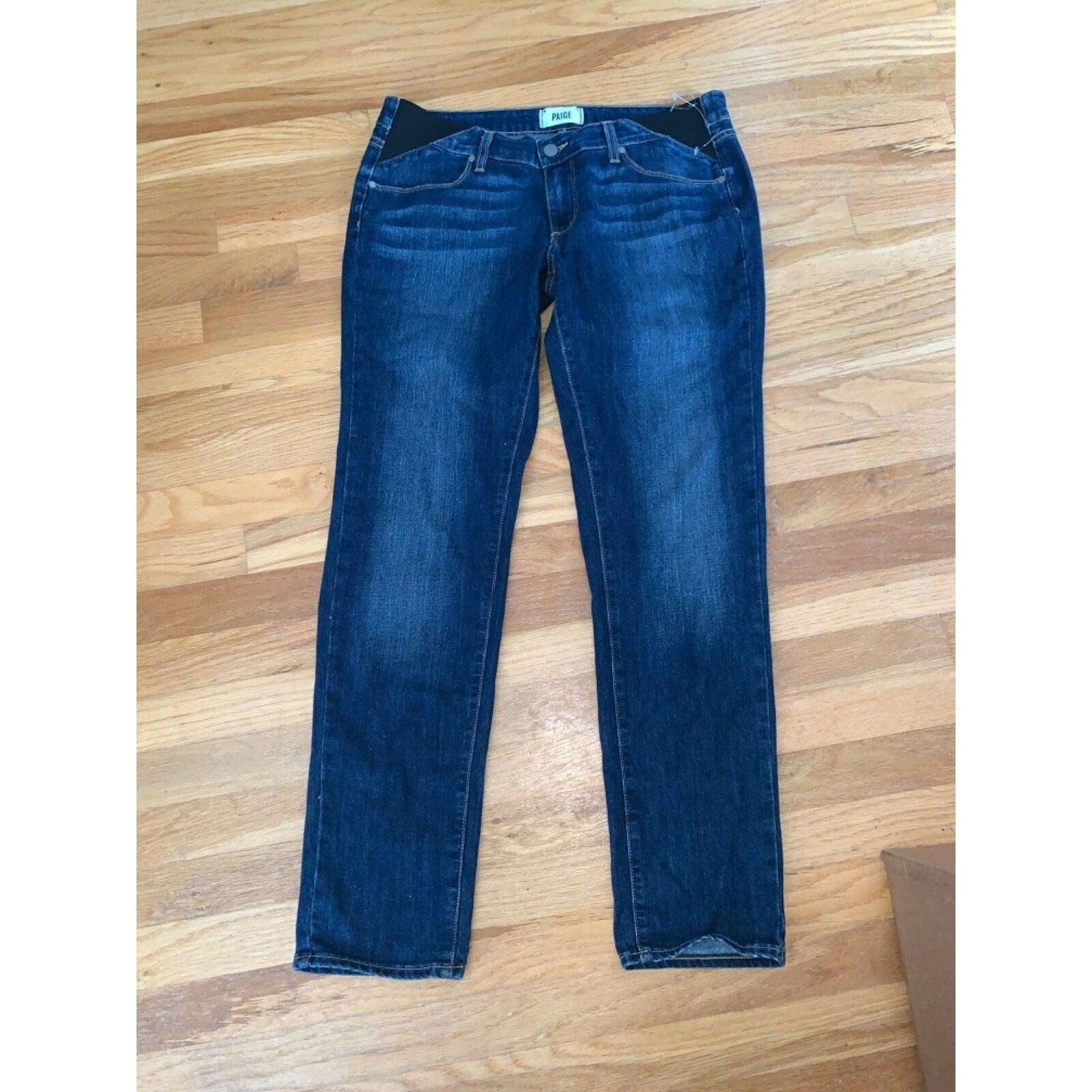 PAIGE Denim Maternity blue jeans 27 side gussets straight or cuffed skinny-Clothing, Shoes & Accessories:Women:Women's Clothing:Maternity:Jeans-Paige-Jenifers Designer Closet
