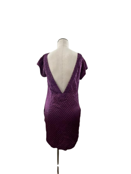 SEE by CHLOE 4 backless mini dress deep v-neck SILK stars purple designer
