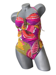 TRINA TURK LG swimsuit strapless bandeau one piece colorful removable strap