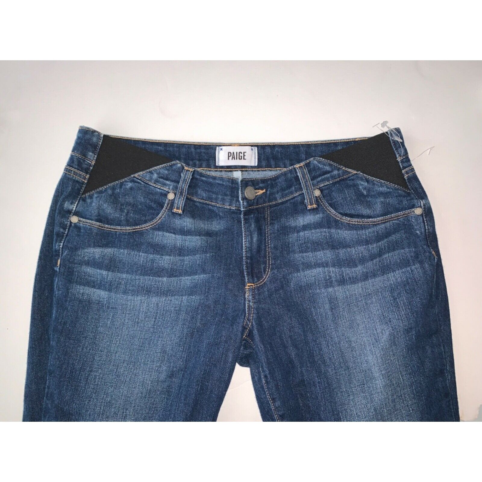 PAIGE Denim Maternity blue jeans 27 side gussets straight or cuffed skinny-Clothing, Shoes & Accessories:Women:Women's Clothing:Maternity:Jeans-Paige-Jenifers Designer Closet