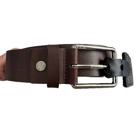 TUMI leather men's belt brown 44/110 made in France designer casual