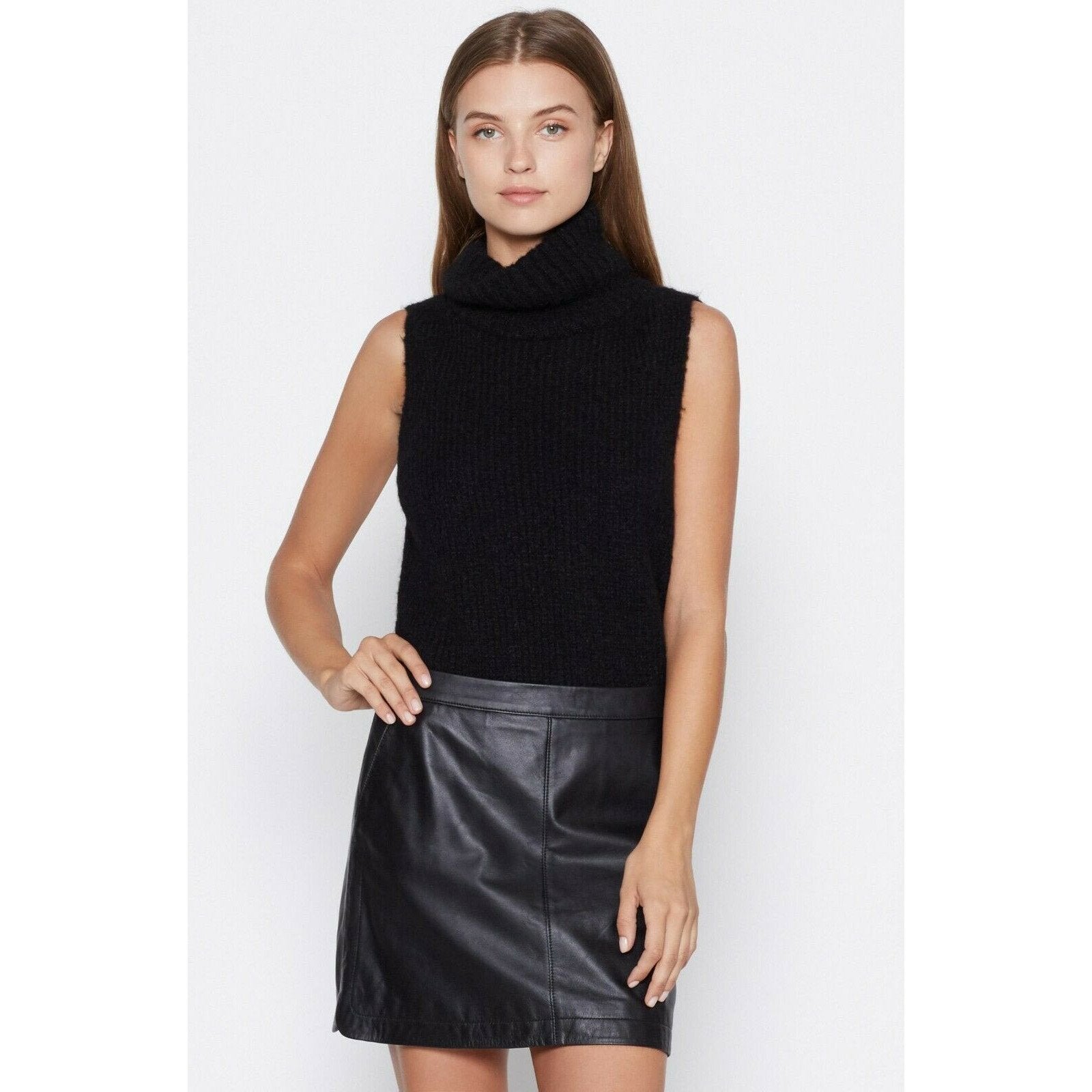 JOIE Alpaca M wool sleeveless turtleneck sweater so soft black caviar $248-Clothing, Shoes & Accessories:Women's Clothing:Sweaters-Joie-Medium-Black-Jenifers Designer Closet