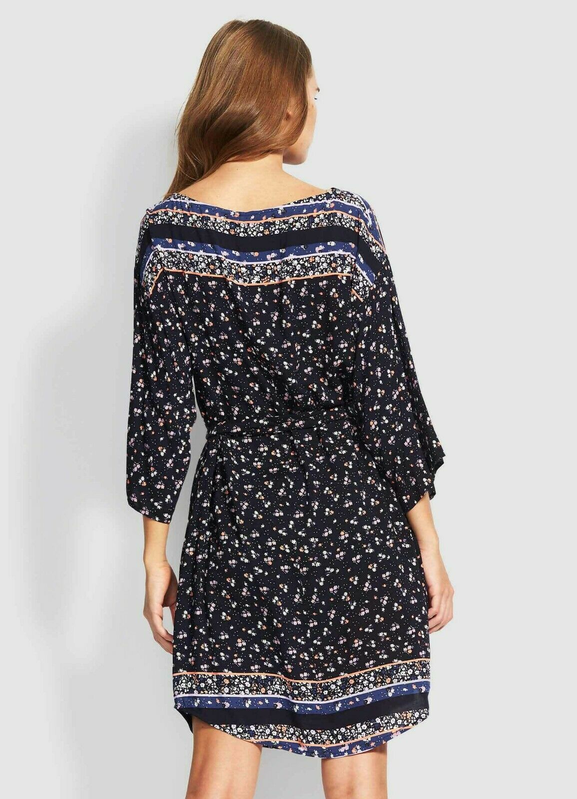 SEAFOLLY XS Remix paneled swimsuit coverup dress navy peach lavender