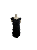 LOVE MOSCHINO 10/46 100% SILK tiered ruffled black dress cocktail career