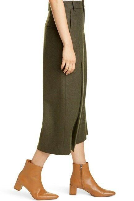 VINCE pleated 00 soft flannel culottes pants mineral pine army green - Jenifers Designer Closet