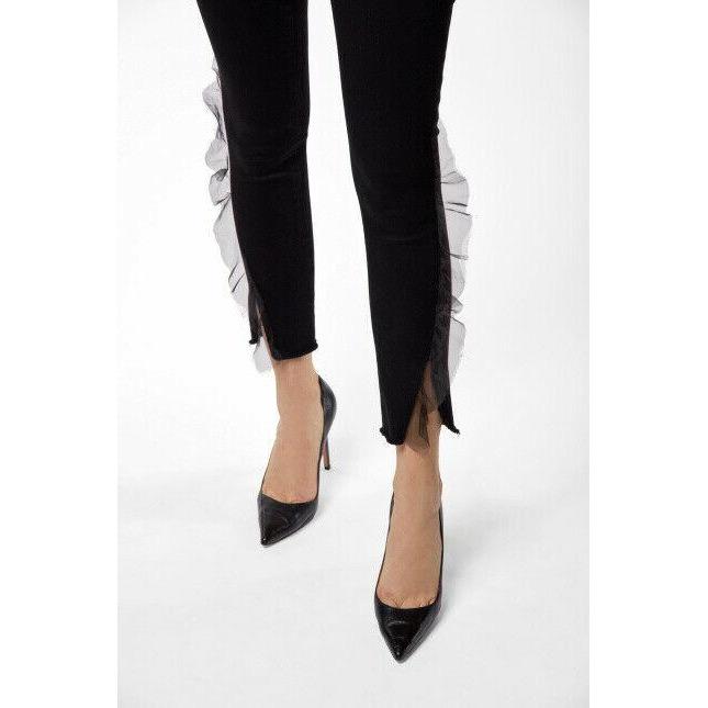J BRAND 835 Photo Ready 24 skinny jeans organza trim black $278 evening haze-Clothing, Shoes & Accessories:Women:Women's Clothing:Jeans-J Brand-Jenifers Designer Closet