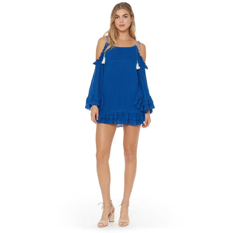 RED CARTER Large cold shoulder swimsuit beach coverup dress tunic $170 top-Clothing, Shoes & Accessories:Women's Clothing:Swimwear-Red Carter-Large-Blue-Jenifers Designer Closet