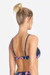 JOHNNY WAS XS floral maya top swimsuit bikini navy blue multi