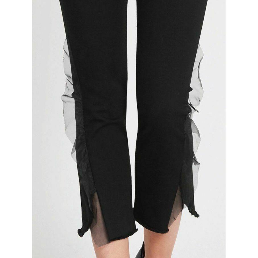J BRAND 835 Photo Ready 24 skinny jeans organza trim black $278 evening haze-Clothing, Shoes & Accessories:Women:Women's Clothing:Jeans-J Brand-Jenifers Designer Closet