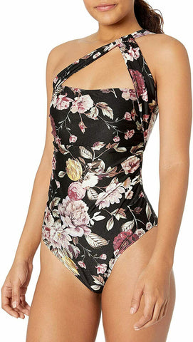 RACHEL ROY S 1 piece one-shoulder swimsuit floral convertible maillot tank