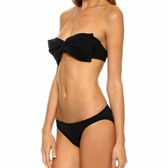 KATE SPADE New York swimsuit XS bikini 2PC black Georgica bow bandeau chic