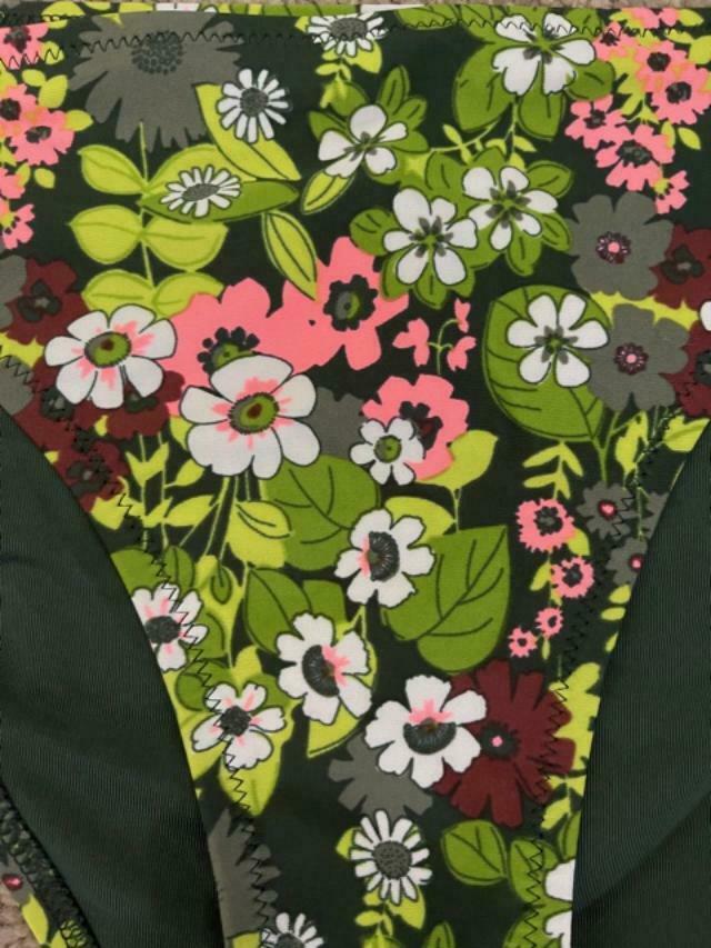 JOHNNY WAS XL multi mono hipster swimsuit bikini bottom green floral peach