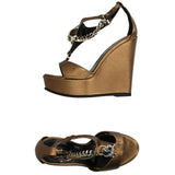 JUST CAVALLI 37 7 heels platforms sandals shoes metallic bronze chain $450-Clothing, Shoes & Accessories:Women's Shoes:Heels-Just Cavalli-37/7-Bronze-Jenifers Designer Closet