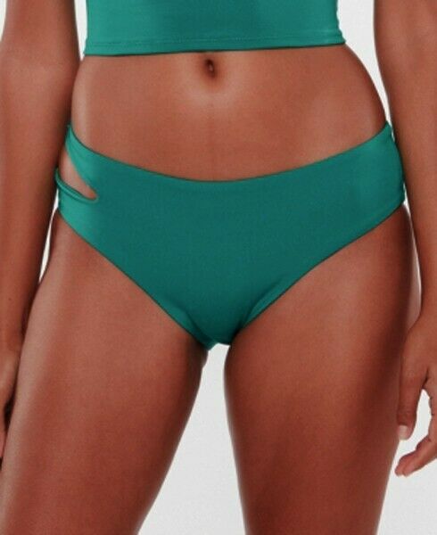 SANCTUARY SWIM L swimsuit 2 piece high waisted bikini green v-wired t-back