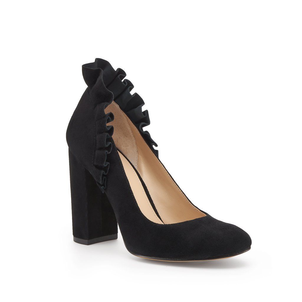 BOTKIER NY ruffled suede 8 black heels pumps shoes dressy party evening-Clothing, Shoes & Accessories:Women's Shoes:Heels-Botkier-8-Black-Jenifers Designer Closet