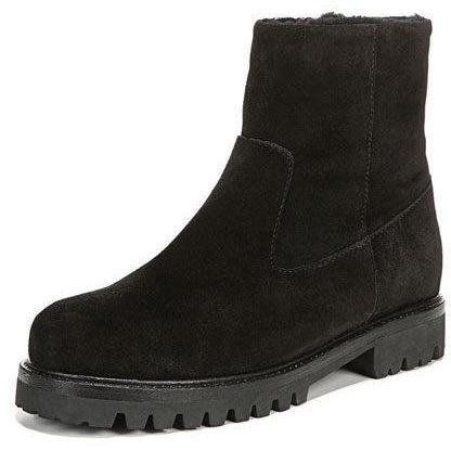 VINCE Frances 35 zip suede & shearling ankle boots lug sole black $425-Clothing, Shoes & Accessories:Women's Shoes:Boots-Vince-35-Black-Jenifers Designer Closet